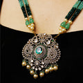 Royal Emerald Kundan Polki Pearl Pendant Necklace