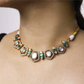 Emerald Accent Kundan Polki Choker Necklace