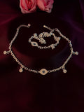 925 Sterling Silver Evil Eye Charm Anklet Set