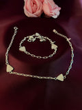 925 Sterling Silver Geometric CZ Anklet Set