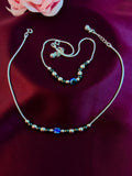 925 Sterling Silver Evil Eye Beaded Anklet Set