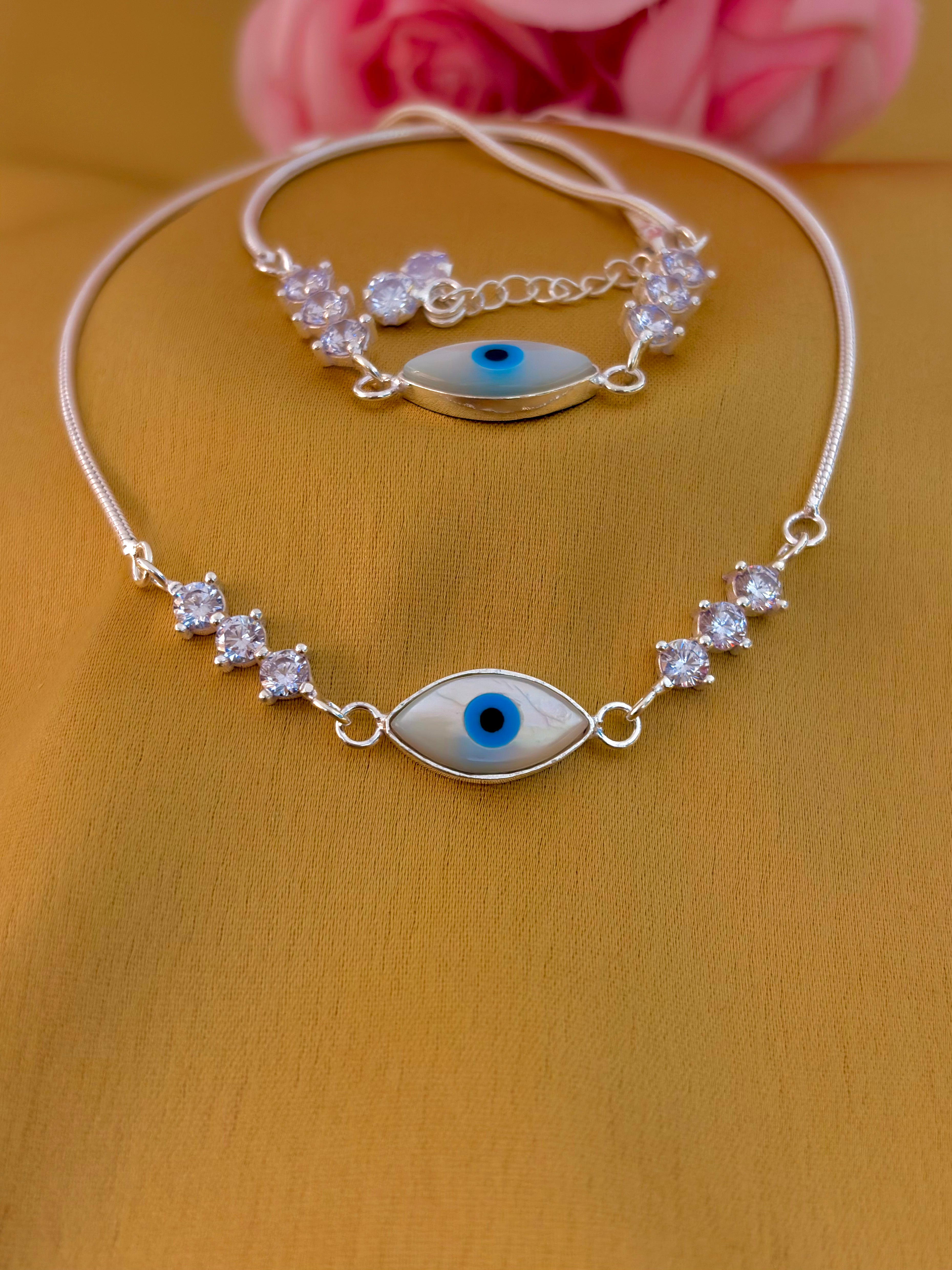 925 Sterling Silver Evil Eye Anklet