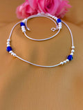 925 Sterling Silver Blue Bead Anklet