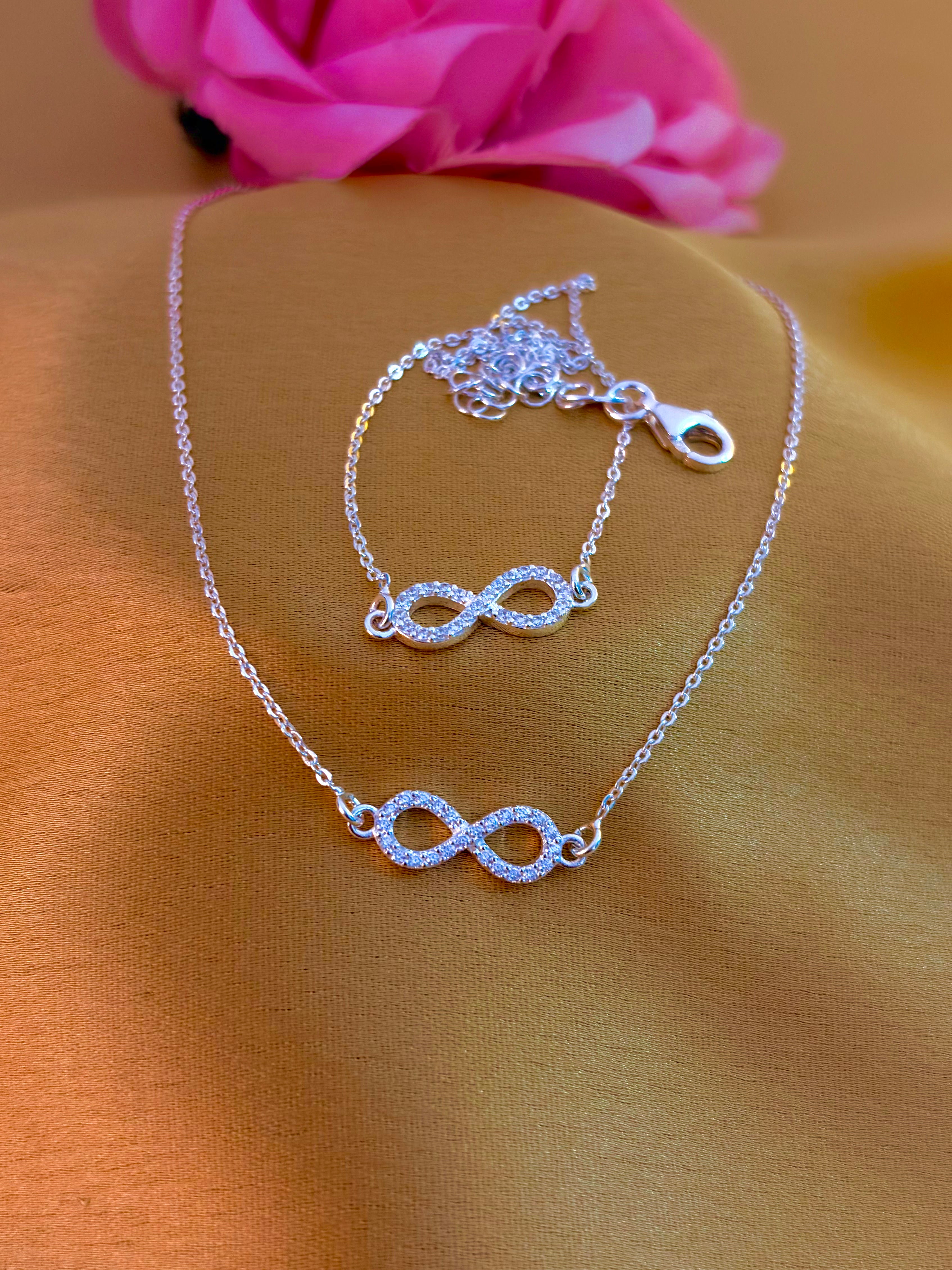 92.5 Sterling Silver CZ Infinity Anklet for Women