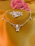 92.5 Sterling Silver Heart Charm Anklet with Ghungroo Beads