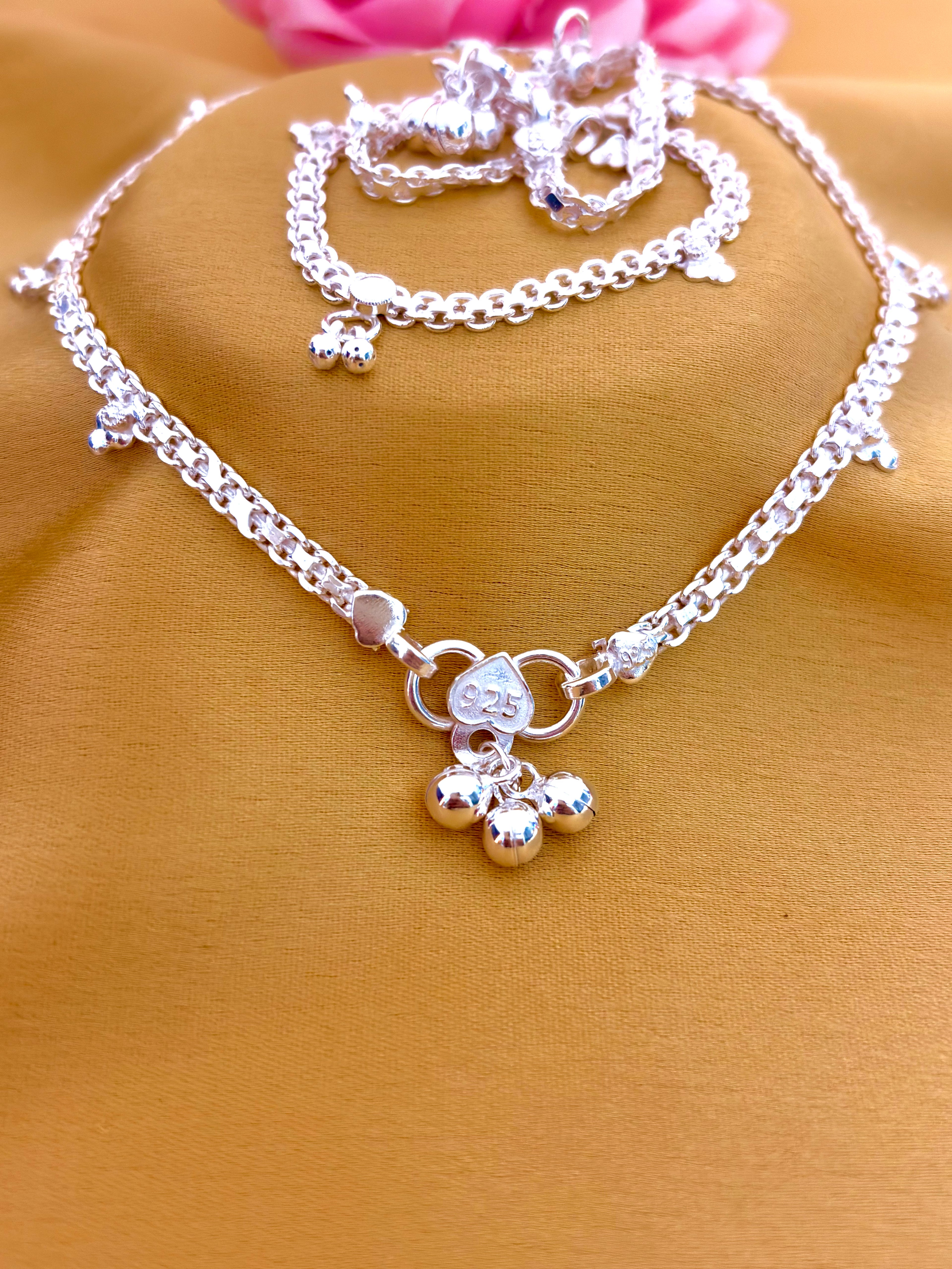 Classic 92.5 Sterling Silver Ghungroo Anklet