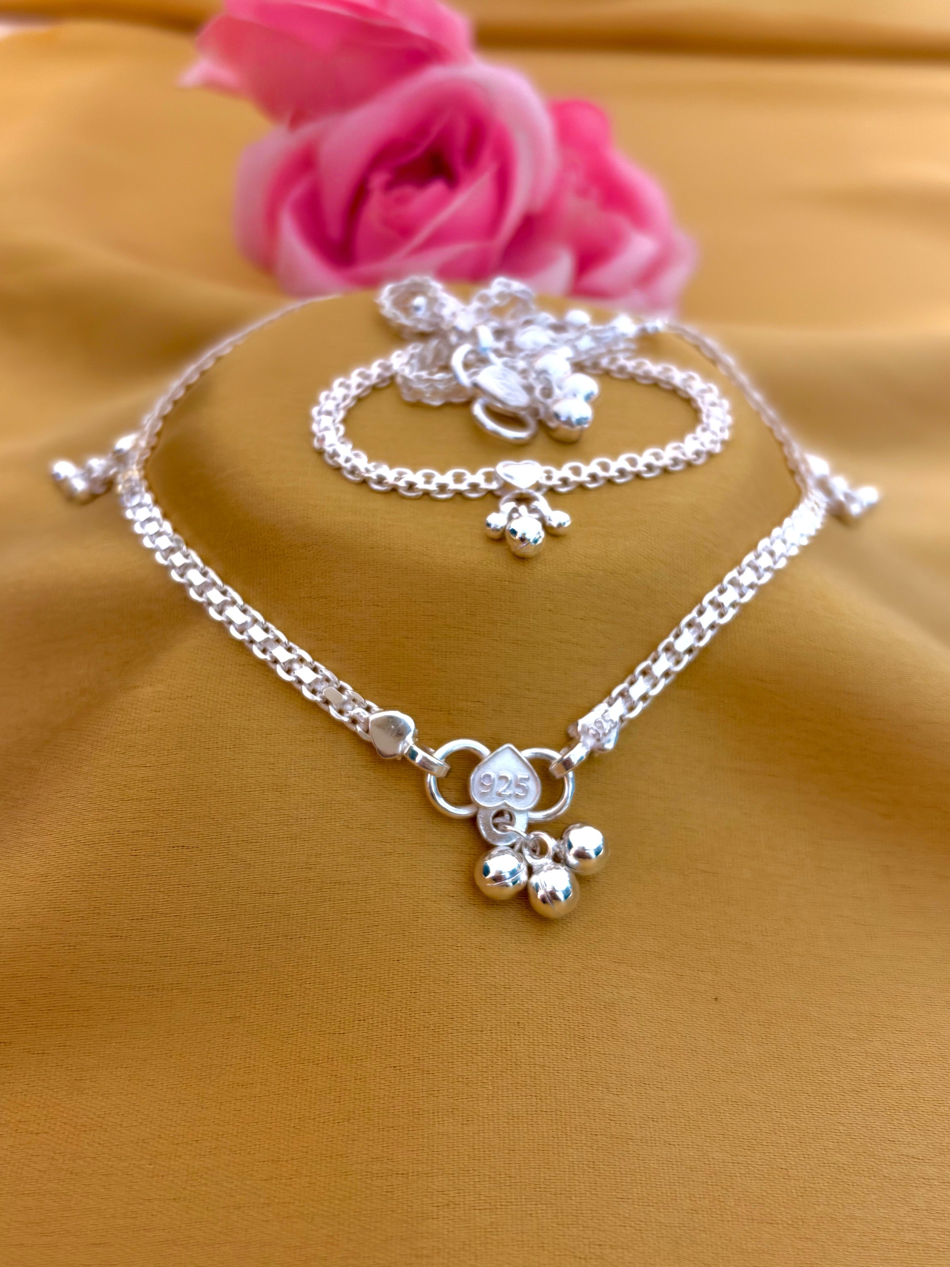 Minimalist 92.5 Sterling Silver Ghungroo Anklet