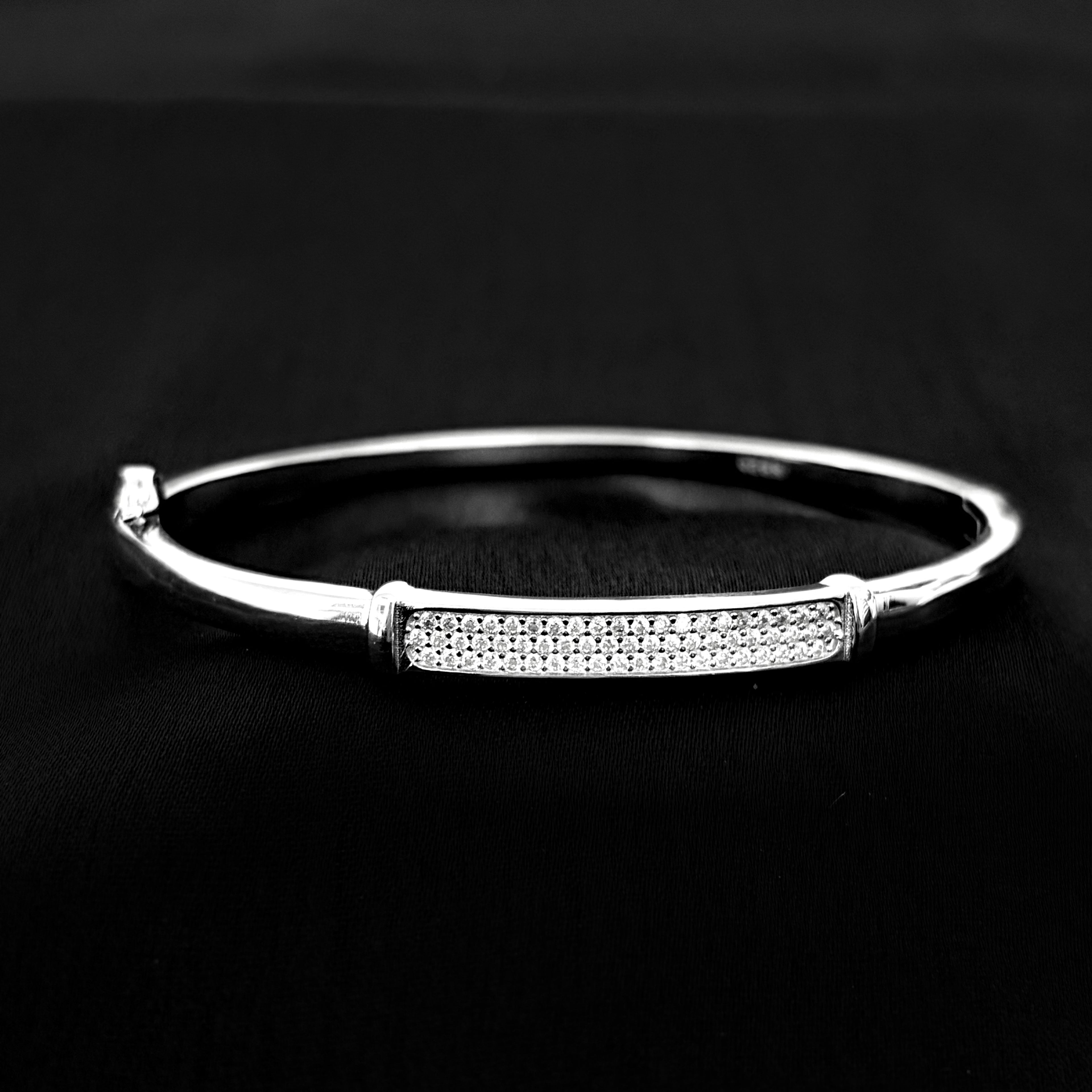 Eternal Spark Sterling Silver Diamond-Cut Bar Bangle