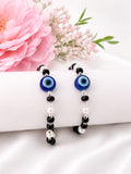Silver Evil Eye Couple Bracelet Set – Elegant Protection Charm