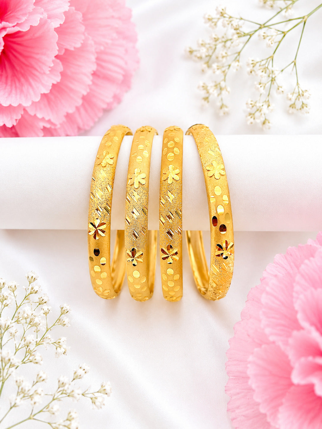 Elegant Floral Silver Bangles – Timeless Beauty