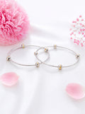 Elegant 92.5 Sterling Silver Beaded Bangles Pair
