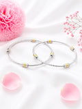 Elegant 92.5 Sterling Silver Bangles with Dual-Tone Designer Beads