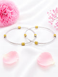 Premium 92.5 Sterling Silver Bangles with Textured Gold Beads