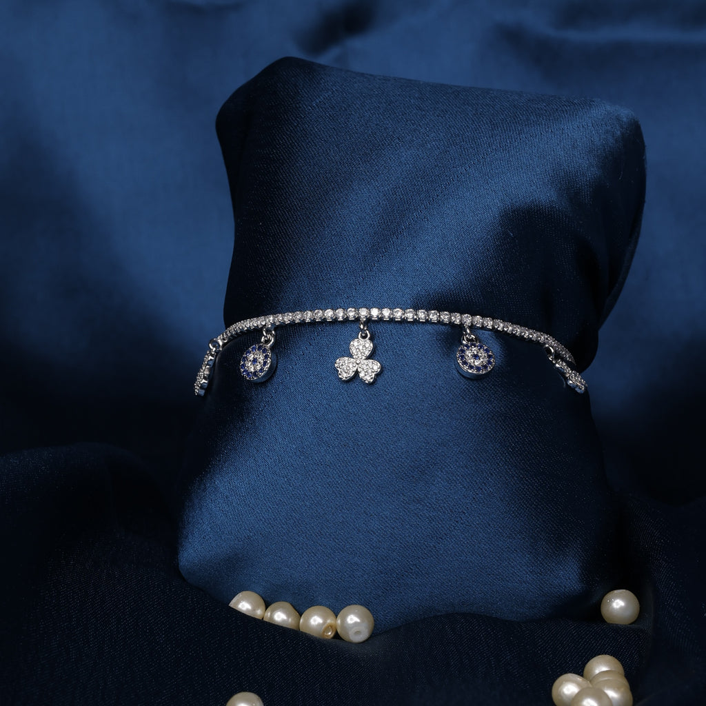 Symbol of Luck & Protection – Sterling Silver Evil Eye Charm Bracelet