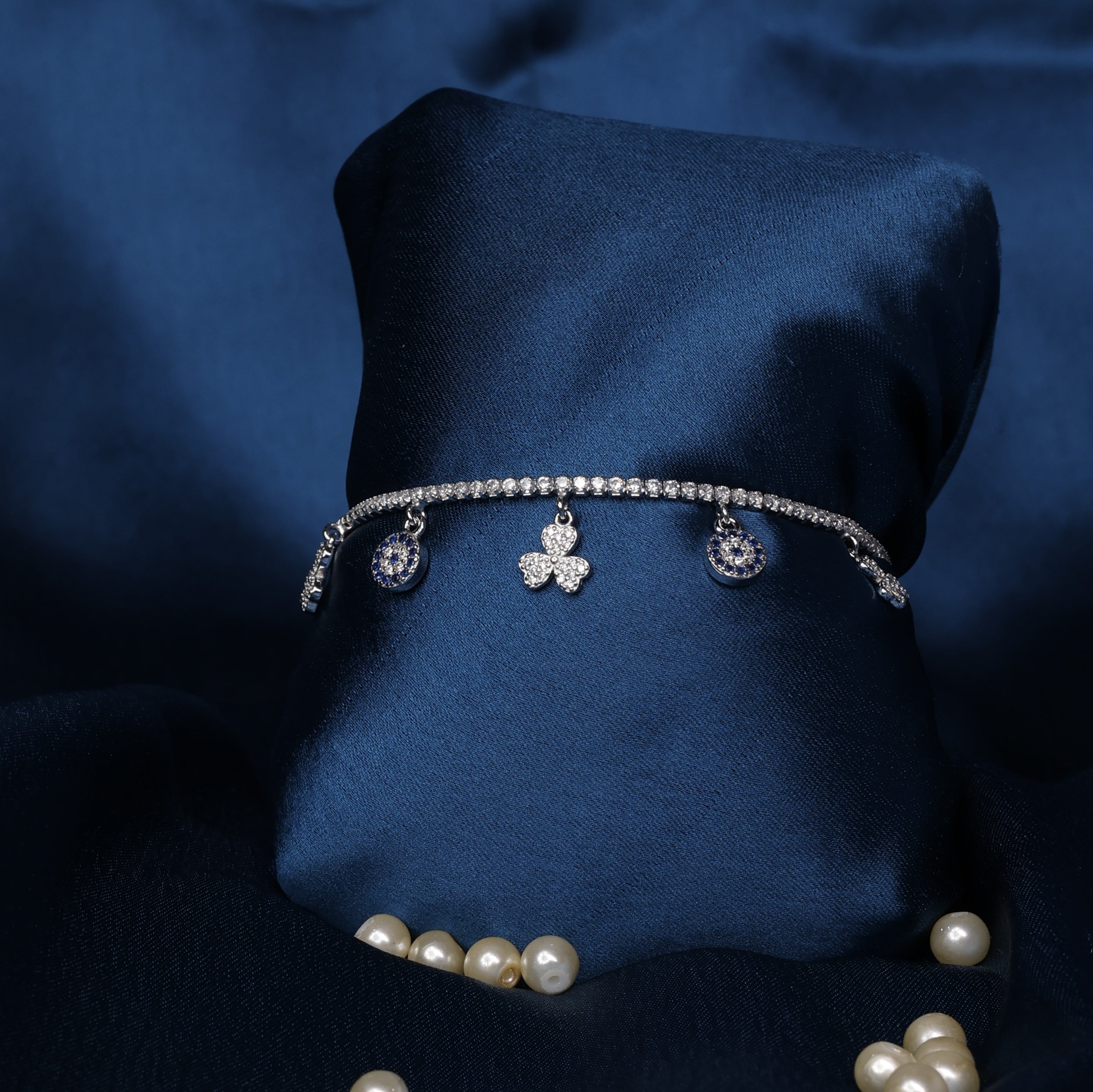 Symbol of Luck & Protection – Sterling Silver Evil Eye Charm Bracelet