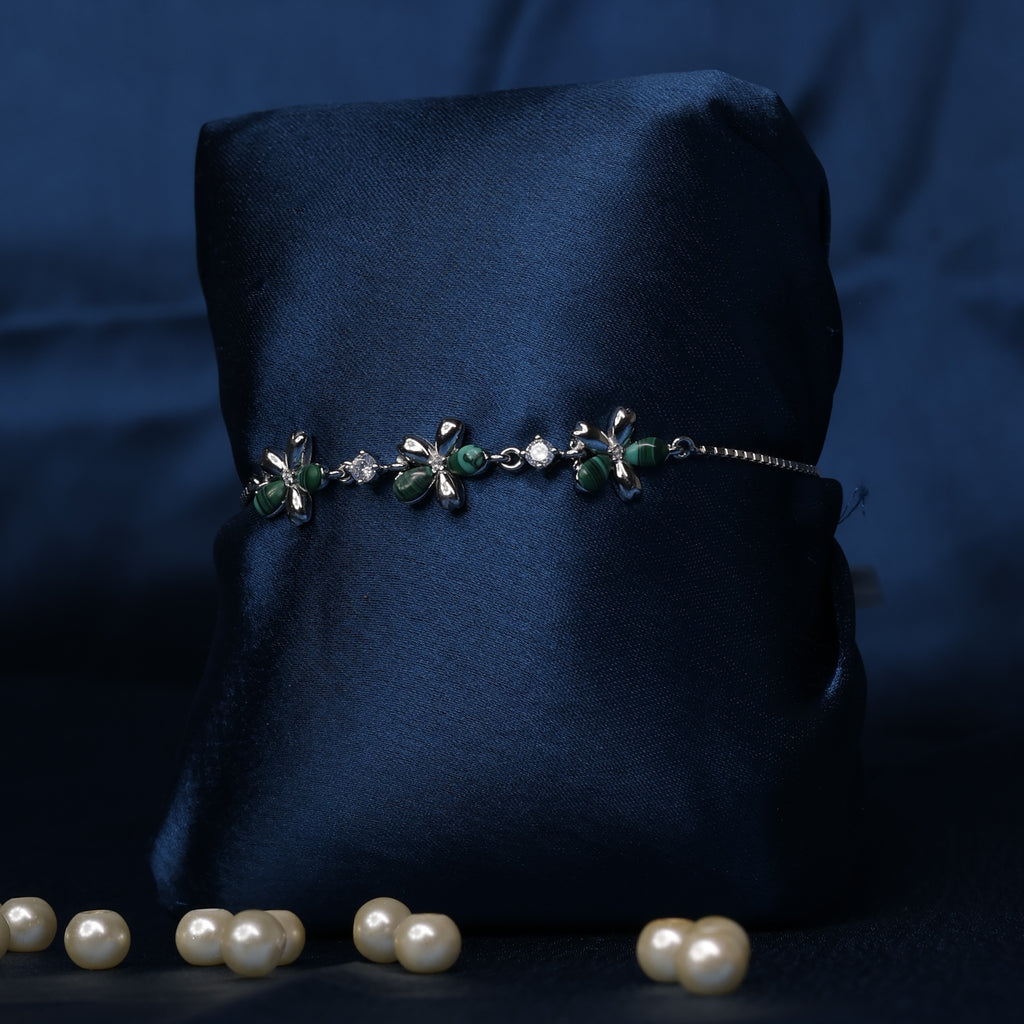 Forest Bloom Butterfly Bracelet in Sterling Silver