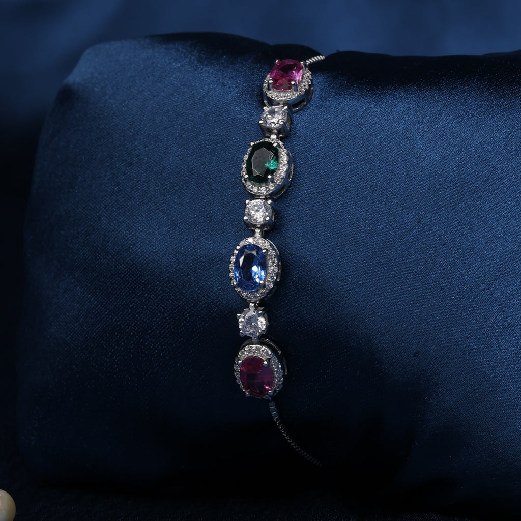 Celestial Aura Multi-Stone Sterling Silver Bracelet