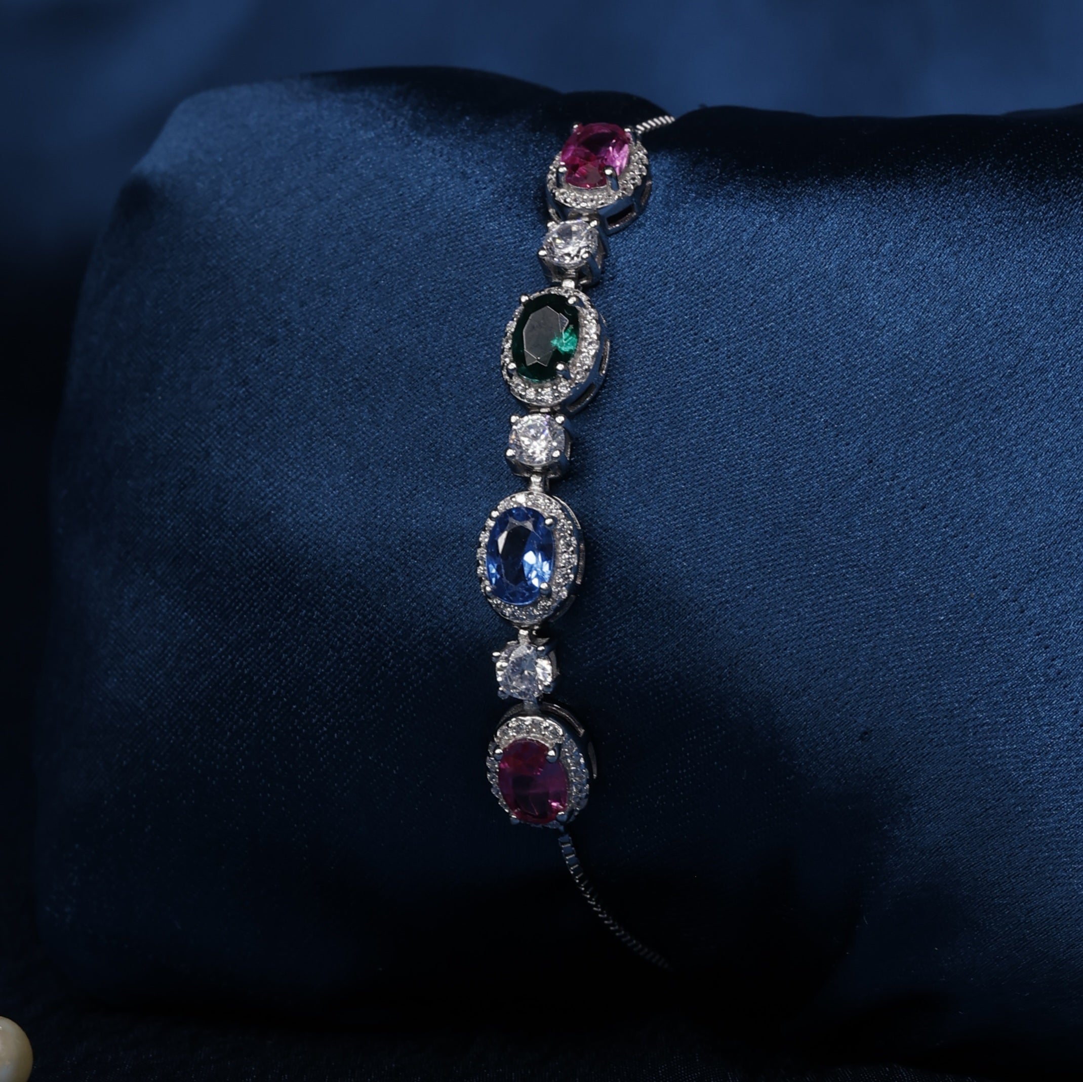 Celestial Aura Multi-Stone Sterling Silver Bracelet