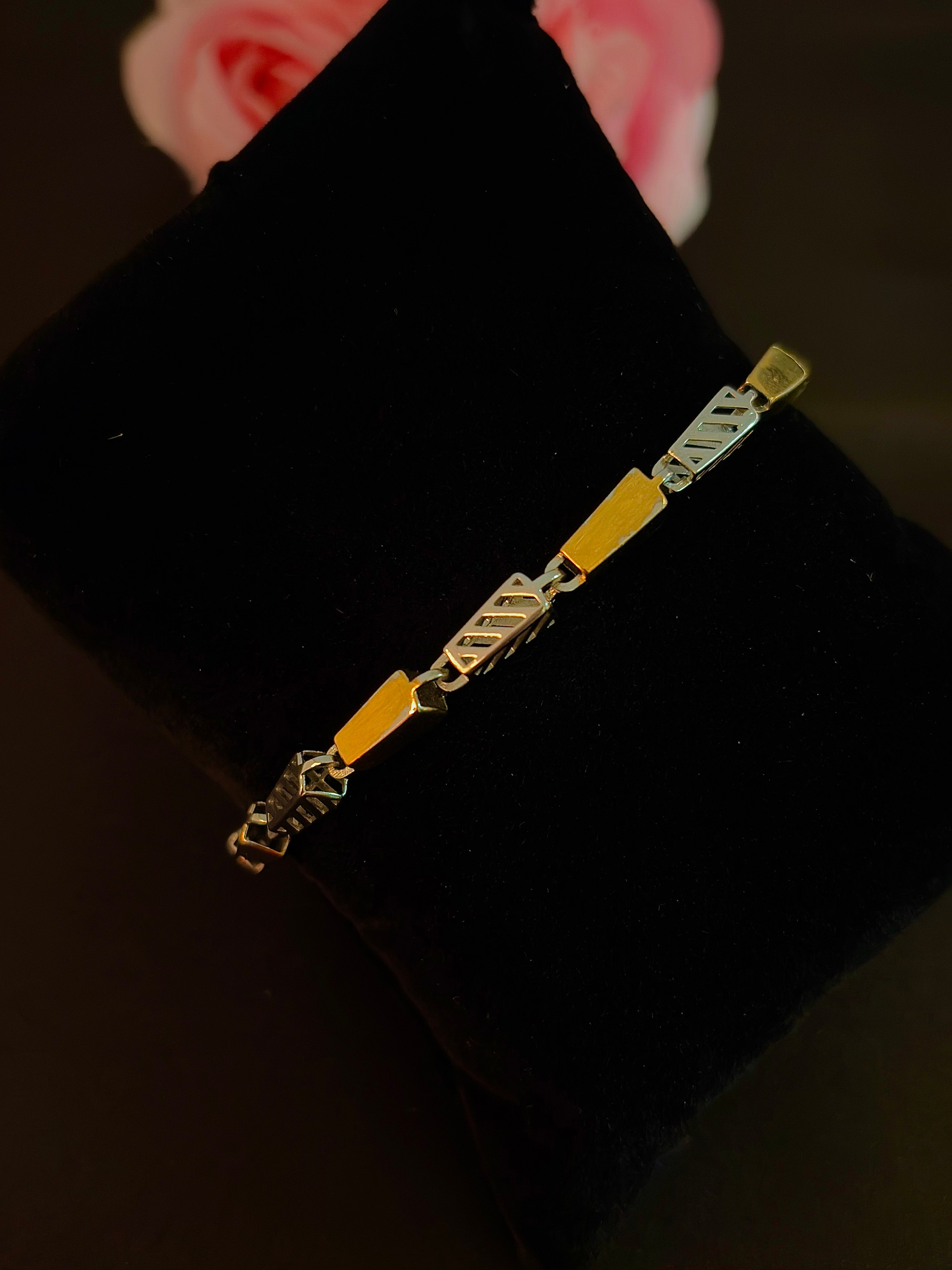 Male Dual Tone Geometric Bar Bracelet (Copy) (Copy)