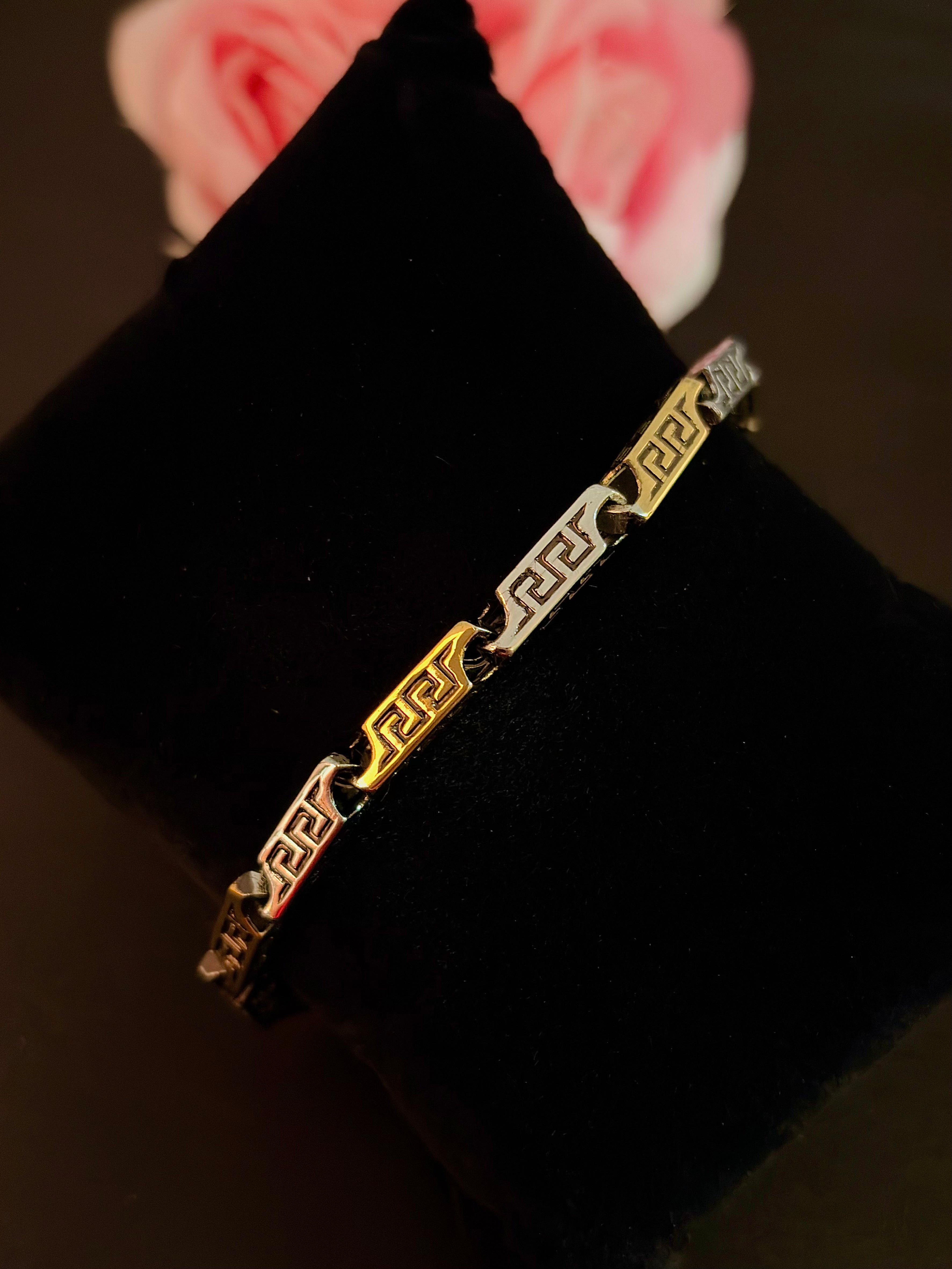 Dual-Tone Greek Key Bracelet