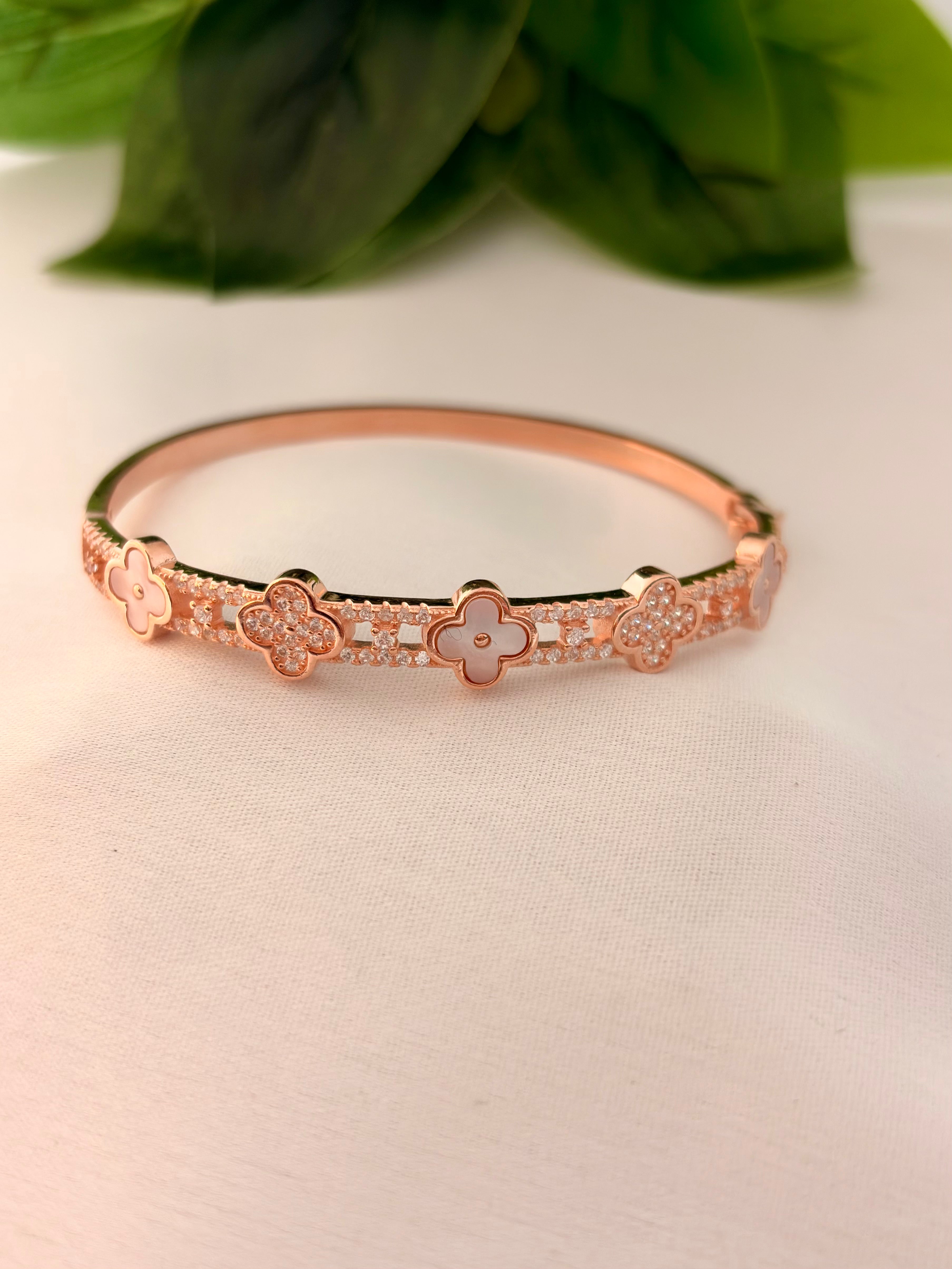Rose Gold Clover Charm Bracelet