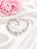 Elegant 92.5 Sterling Silver Two-Tone Beaded Bracelet