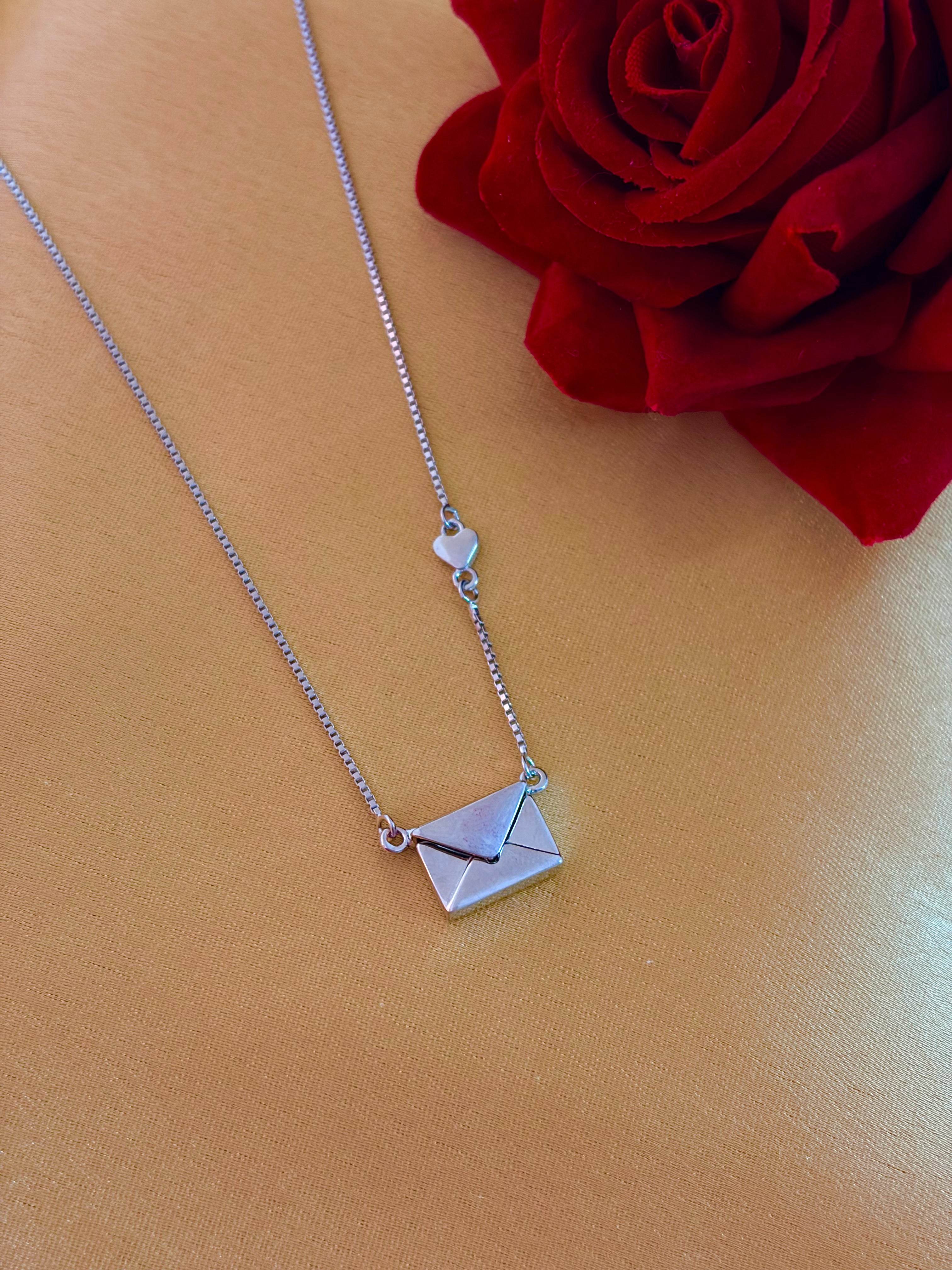 Silver Envelope Charm Chain Pendant