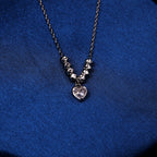 92.5 Sterling Silver Heart-Shaped Cubic Zircon Pendent Chain