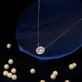 92.5  Sterling Silver Round Cubic Zircon Halo Pendant Chain