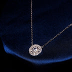 92.5  Sterling Silver Round Cubic Zircon Halo Pendant Chain