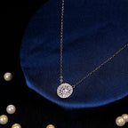 92.5  Sterling Silver Round Cubic Zircon Halo Pendant Chain