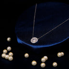 92.5  Sterling Silver Round Cubic Zircon Halo Pendant Chain