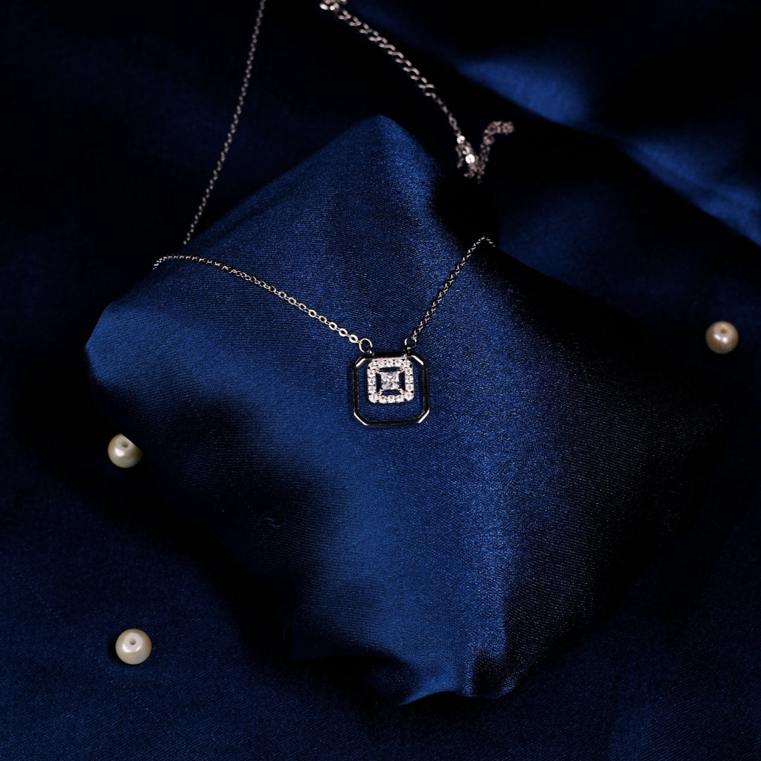 Midnight Square Sparkle Pendant