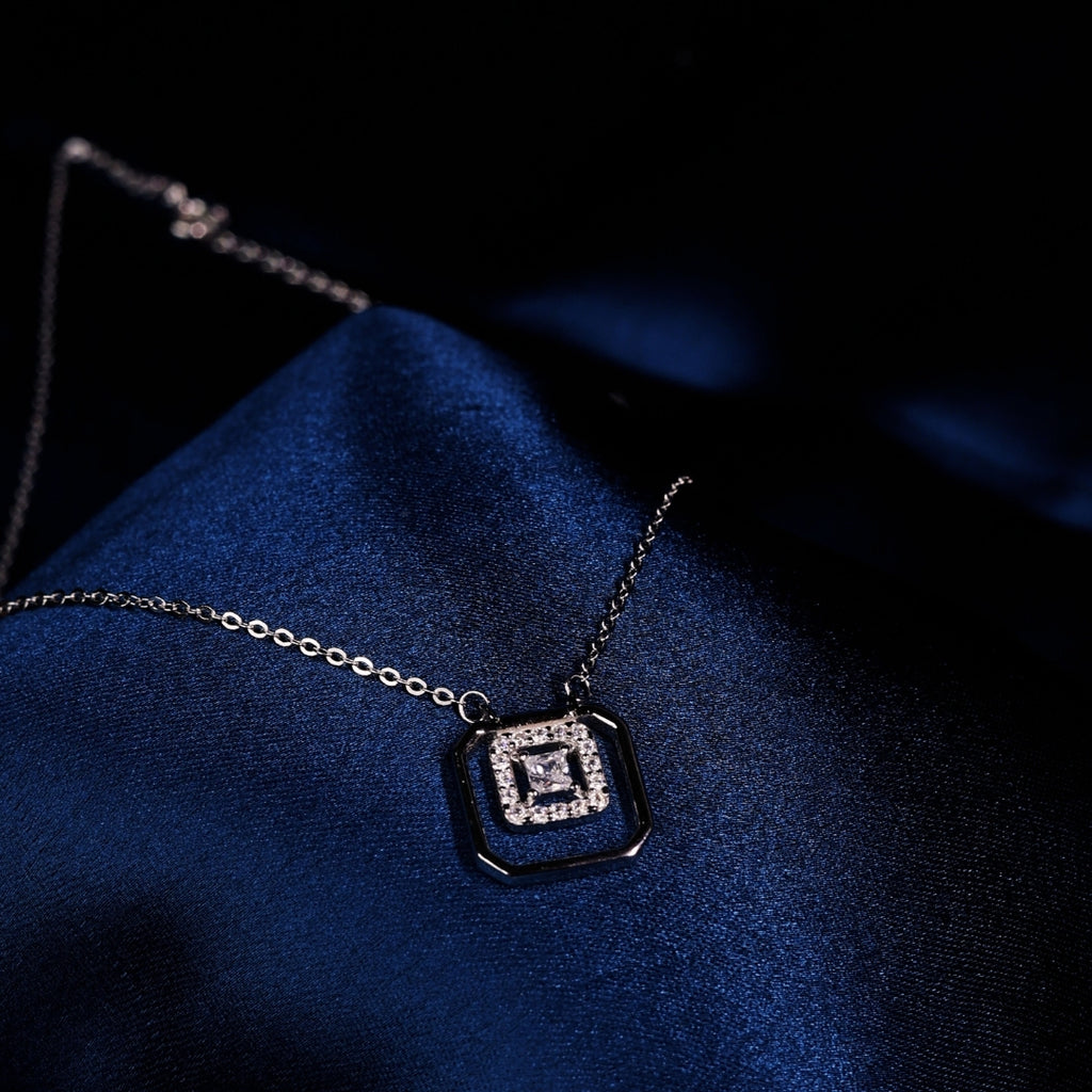 Midnight Square Sparkle Pendant