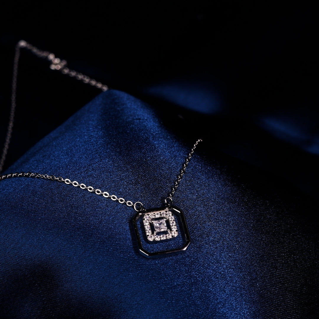 Midnight Square Sparkle Pendant