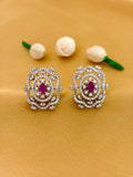 Ruby Halo Stud Earrings