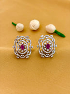 Ruby Halo Stud Earrings
