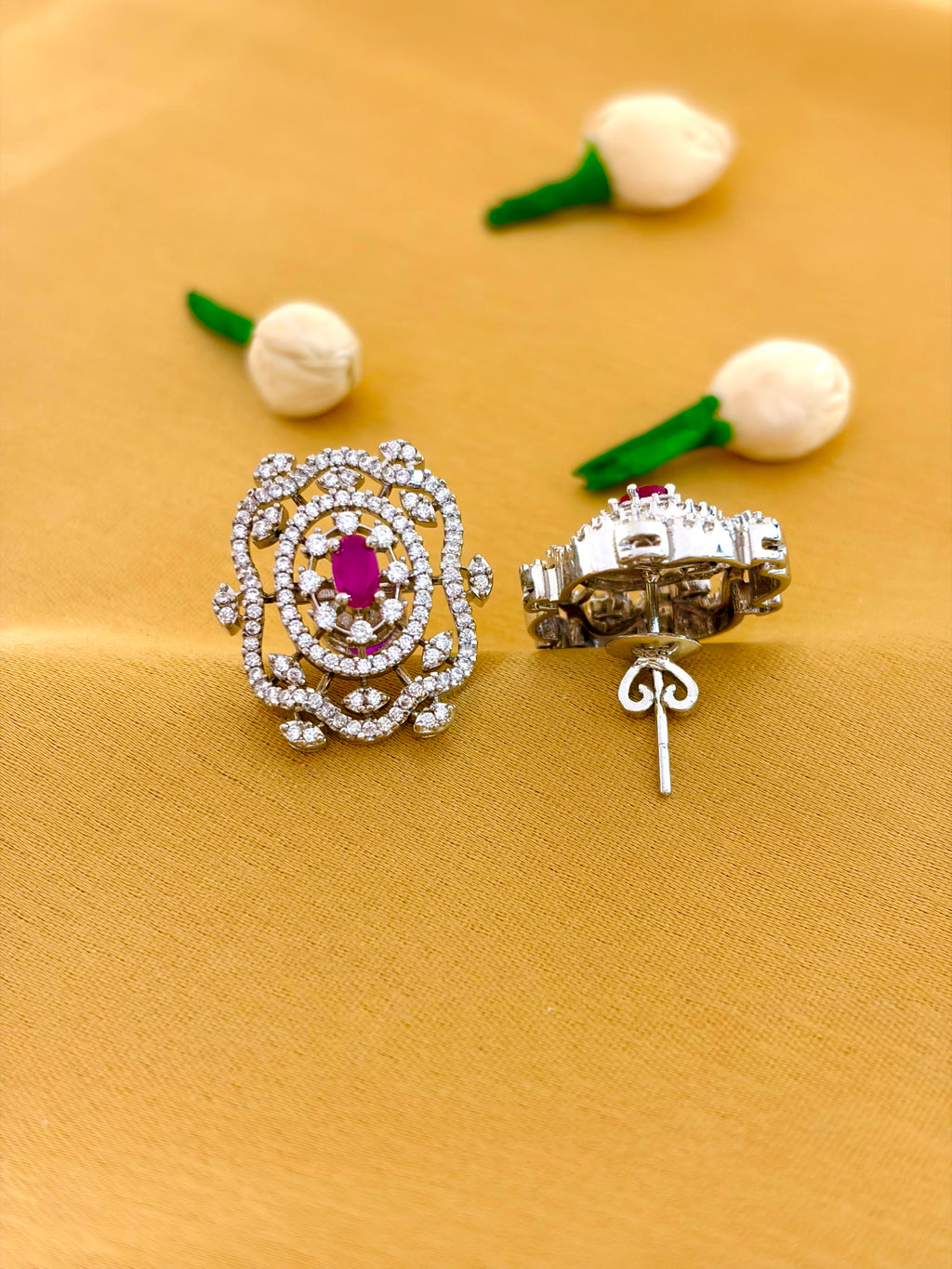 Ruby Halo Stud Earrings