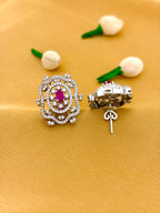 Ruby Halo Stud Earrings