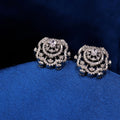 92.5 Sterling Silver Cubic Zircon Floral Stud Earrings