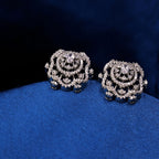 92.5 Sterling Silver Cubic Zircon Floral Stud Earrings