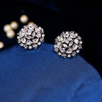 92.5 Sterling Silver Cubic Zircon Bloom Stud Earrings