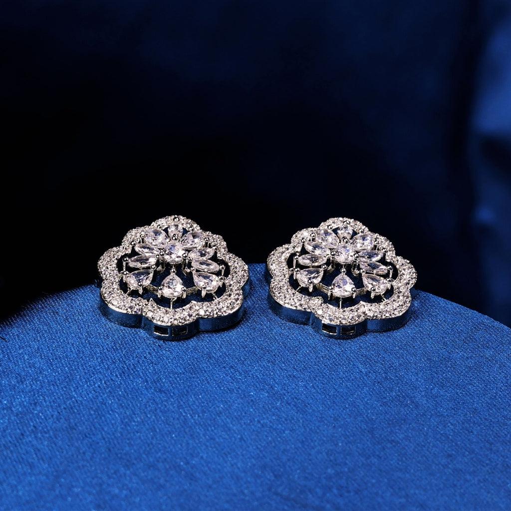 92.5 Sterling Silver Crystal Bloom Studs