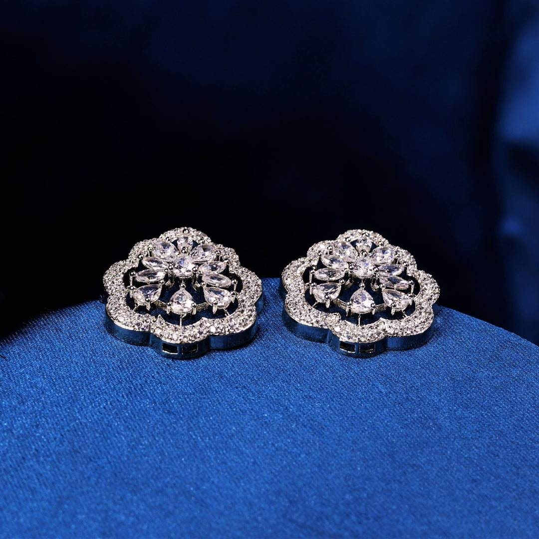 92.5 Sterling Silver Crystal Bloom Studs