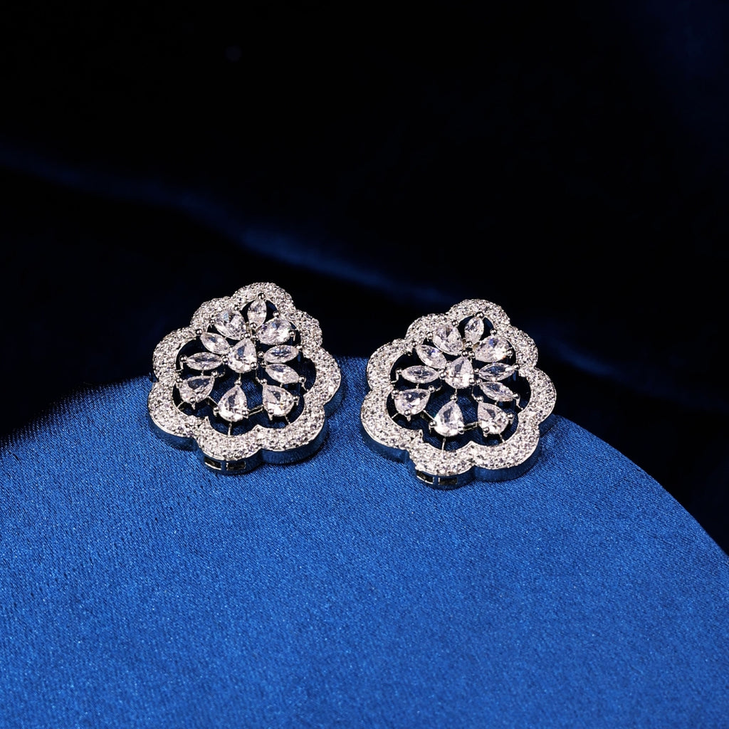 92.5 Sterling Silver Crystal Bloom Studs