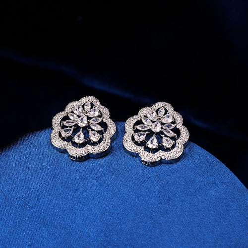 92.5 Sterling Silver Crystal Bloom Studs