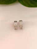 Elegant Silver Hoop Earrings with Sparkling Stone Detailing