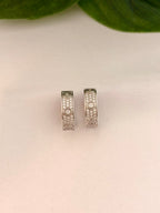 Elegant Silver Hoop Earrings with Sparkling Stone Detailing