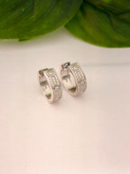 Elegant Silver Hoop Earrings with Sparkling Stone Detailing