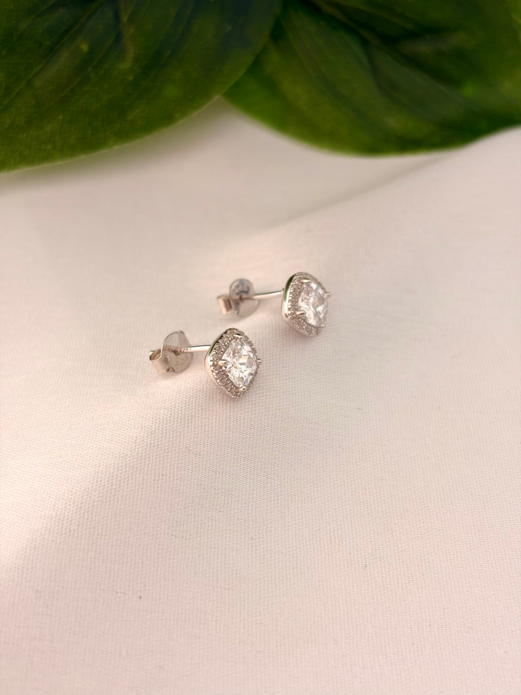 Classic Cushion-Cut Halo Stud Earrings